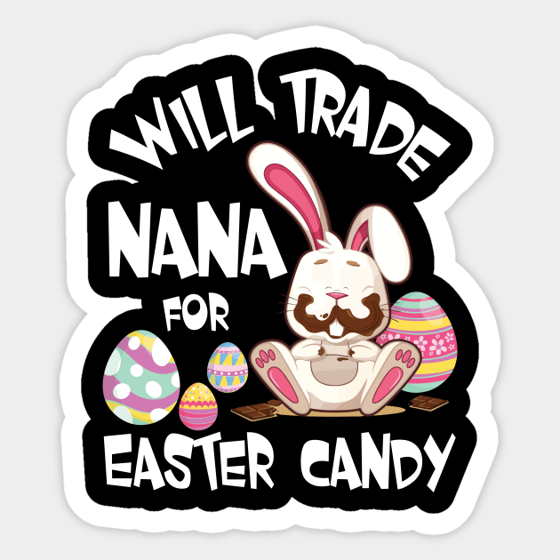 Bunny Eating Chocolate Will Trade Nana For Easter Candy Eggs Sticker by Cowan79